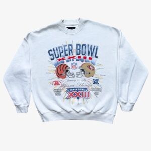Abercrombie NFL Super Bowl XXIII Oversized Sweatshirt 49ers vs Bengals Cream (L)